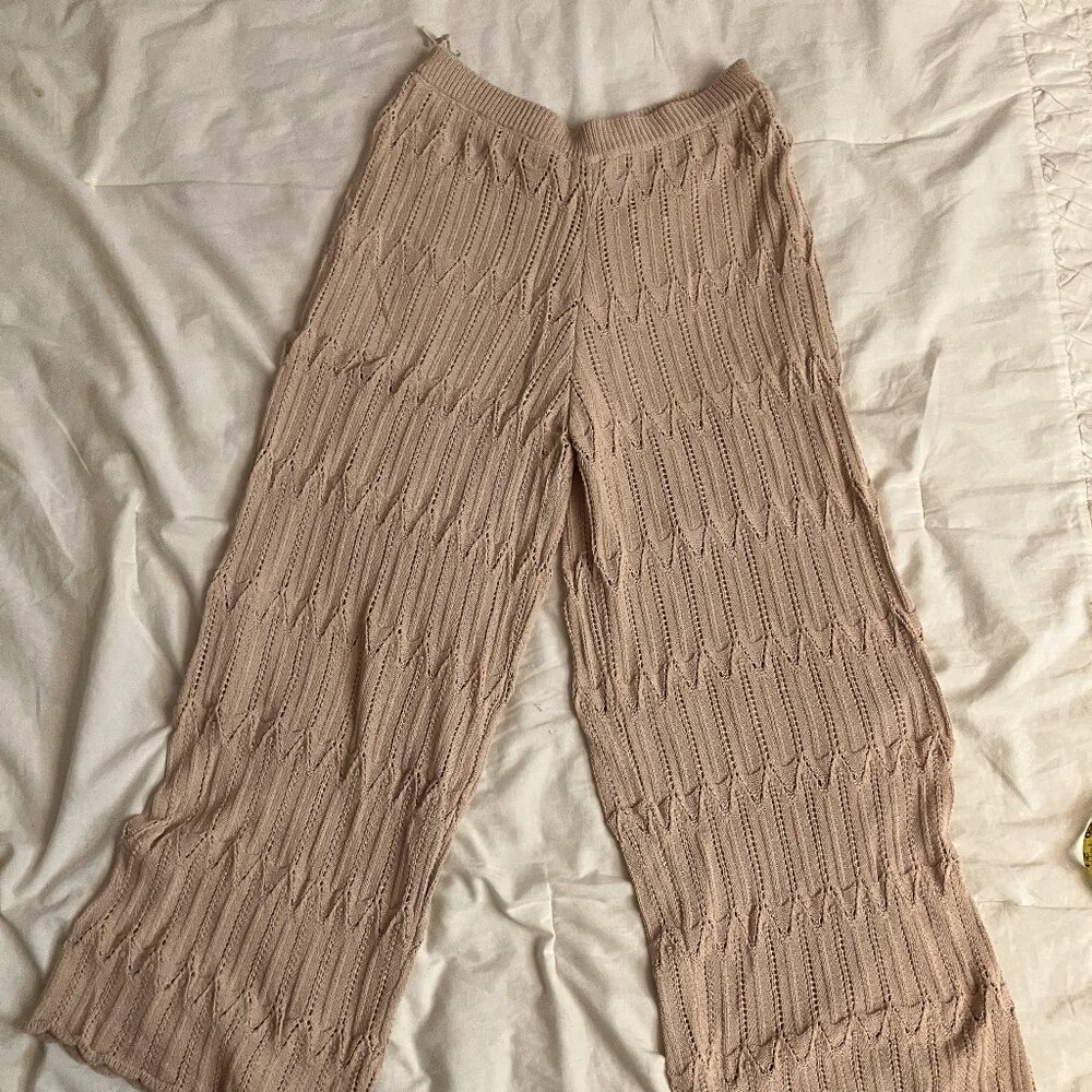 Tan crochet pants